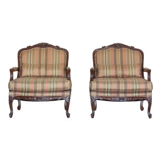 Vintage Pair of French Style Club Chairs by Henredon For Sale