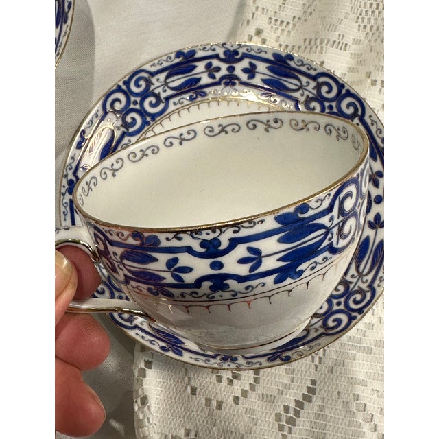 Antique Austrian Porcelain 10 Pc Tea Set Cobalt Blue and Gold, Fischer & Mieg Pirkenhammer For Sale - Image 12 of 12