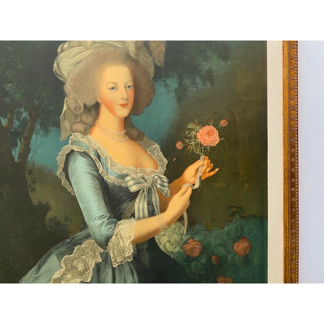 Madame Vigee Le Brun Vintage 1955 Neoclassical Mourlot Lithograph Print Framed French Exhibition Poster " Marie Antionette With a Rose " 1783 For Sale - Image 12 of 15