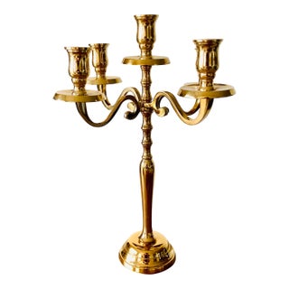 Vintage Tall Golden Candelabra Beautiful Godinger Candle Holder “Made in India” Elegant Beautiful For Sale
