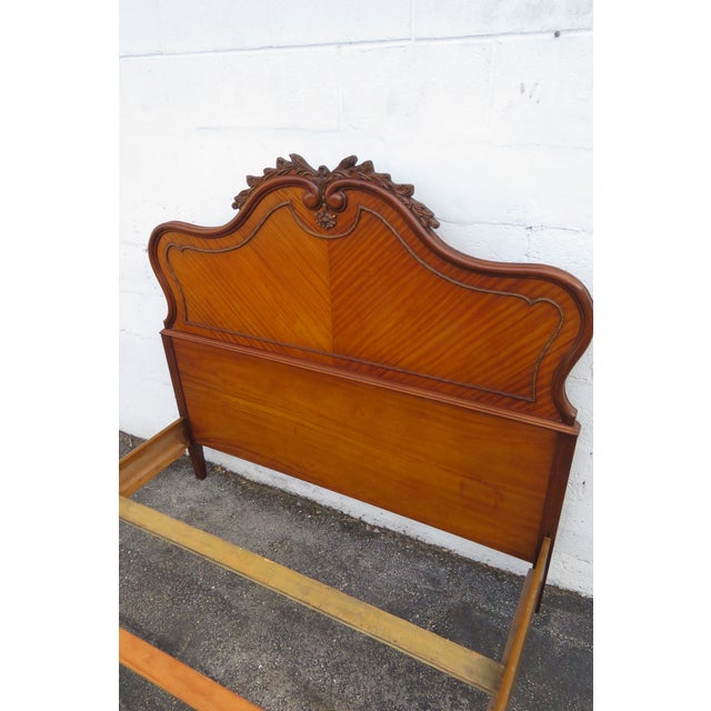 French Johnson Furniture Carved Inlay Full Size Bed 6236 For Sale - Image 12 of 17