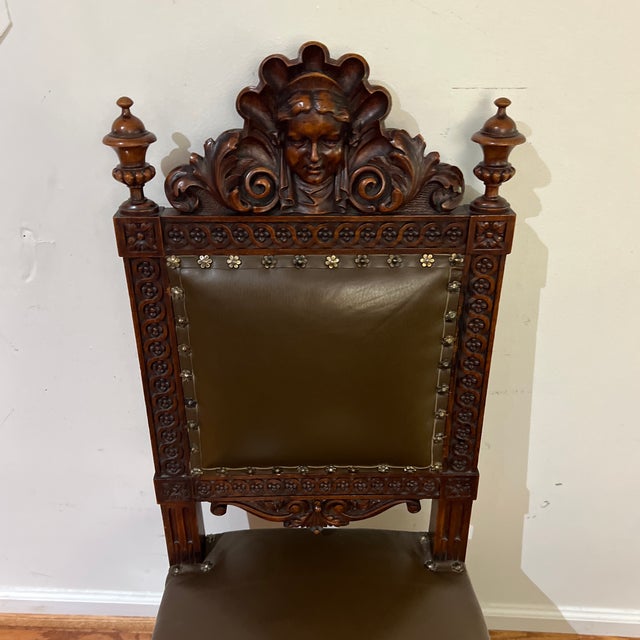 Rustic European An Antique High-Back Side Chair or Small Throne Chair, in a Spanish Renaissance, Jacobean, or Louis XIII Style From the 19th Century. For Sale - Image 3 of 12