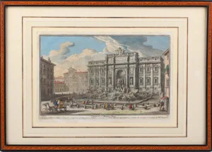 18th Century, Fontana Di Trevi, Giuseppe Vasi, Coloured Engraving