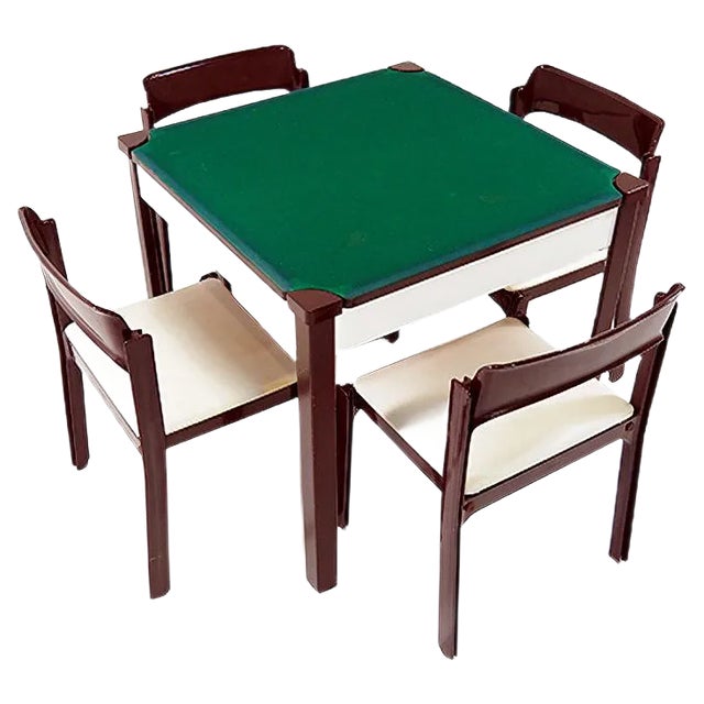 Italian Game Tables & 4 Chairs Set by Gio Ponti for Fratelli Reguitti, 1972, Set of 5 For Sale