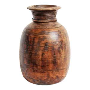 Vintage India Teak Carved Pot