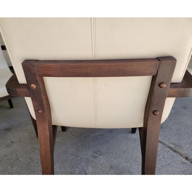 Authentic Holly Hunt "Studio H" Leather Scoop Dining Arm Chairs Set 10 For Sale - Image 10 of 18