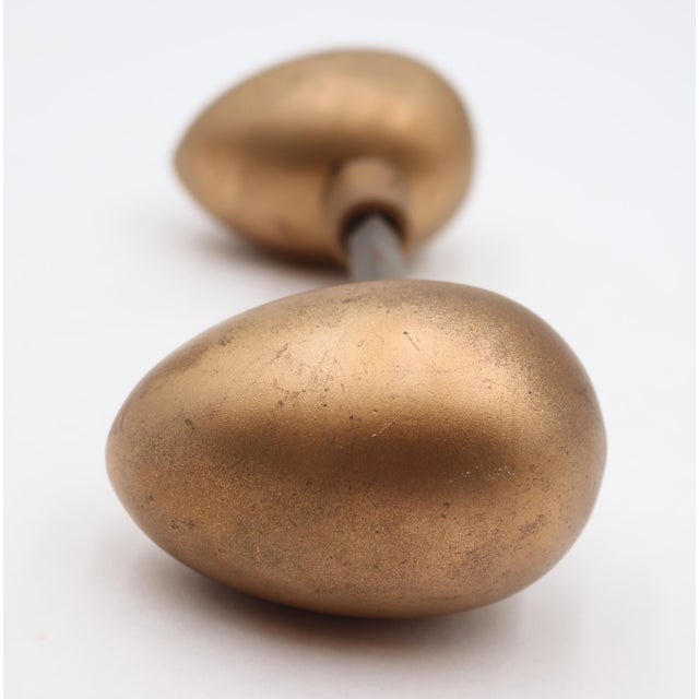 Pair of Vintage Bronze Egg Shaped Entry Door Knobs For Sale - Image 6 of 8