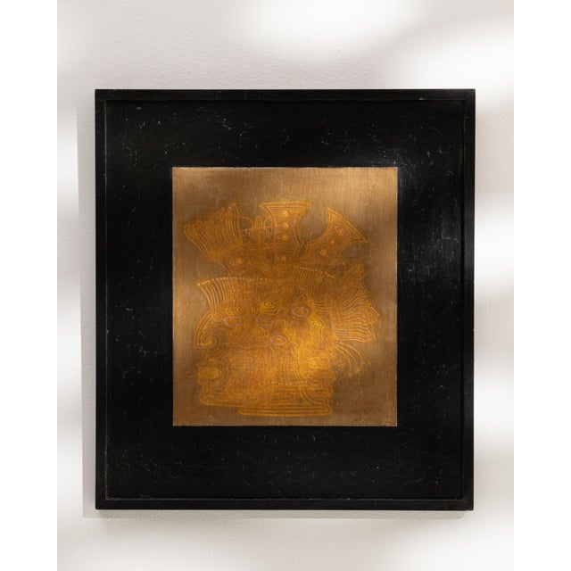 1960s Italy Burnt Orange Wood Painting For Sale - Image 4 of 15