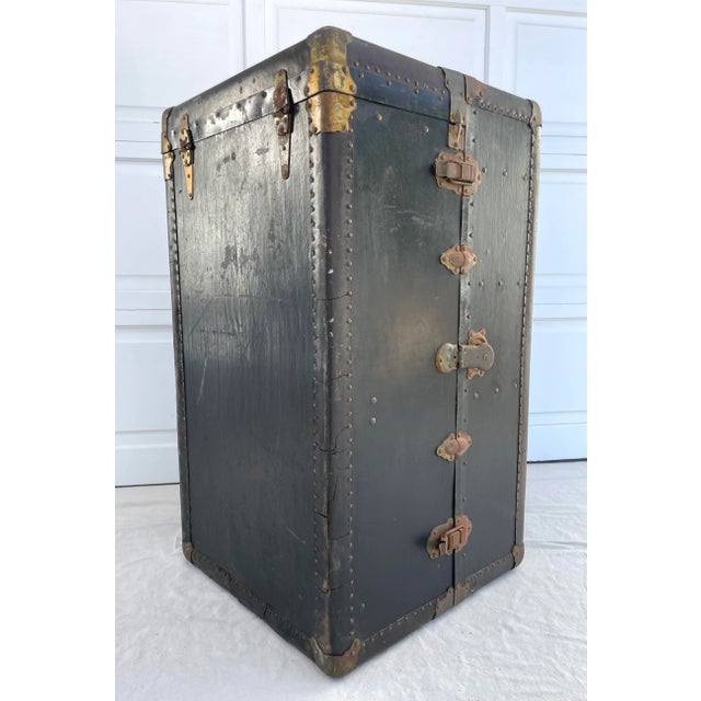 Late 19th Century Antique Industrial Americana Hudson Wardrobe Trunk For Sale - Image 5 of 12