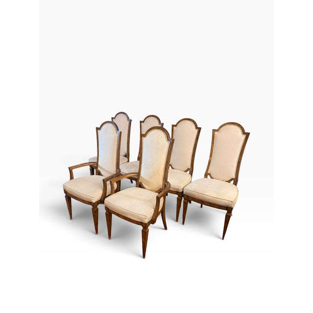 Mastercraft Late 20th Century Attributed to Mastercraft Burl Wood High-Back Dining Chairs, Set of 6 For Sale - Image 4 of 18