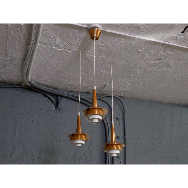Copper Danish Three-Armed Copper Ceiling light, 1960s For Sale - Image 8 of 8