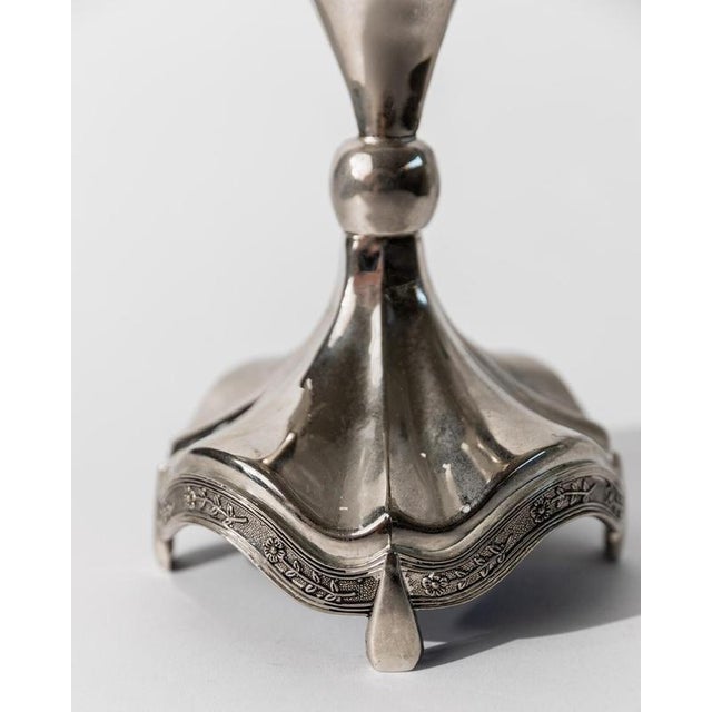 Metal Mid-Century Silver-Plated Hanukkah Menorah with Rotating Star of David, 1960s For Sale - Image 7 of 11