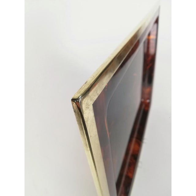 Vintage Serving Tray in Faux Tortoiseshell Acrylic Glass and Brass, Italy, 1970s For Sale - Image 6 of 17