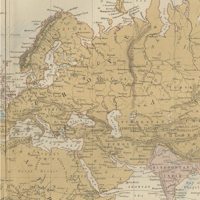 Antique Map of the World on Mercators Projection from Blacks General Atlas, 1870 For Sale - Image 6 of 9