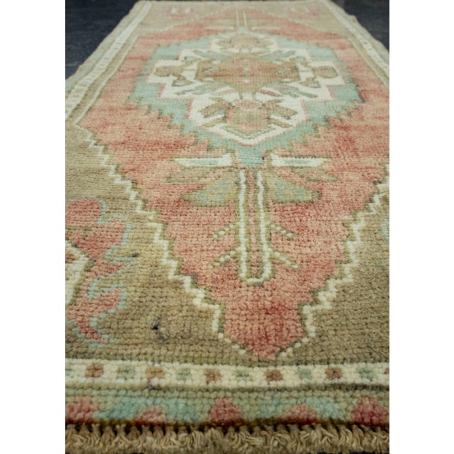Early 21st Century Turkish Mini Rug Oriental Hand Knotted Vintage Rug 1'5" x 3'1" #16684 For Sale - Image 5 of 8