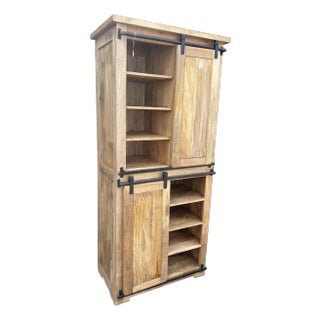 Industrial Sliding Door Bookcase For Sale