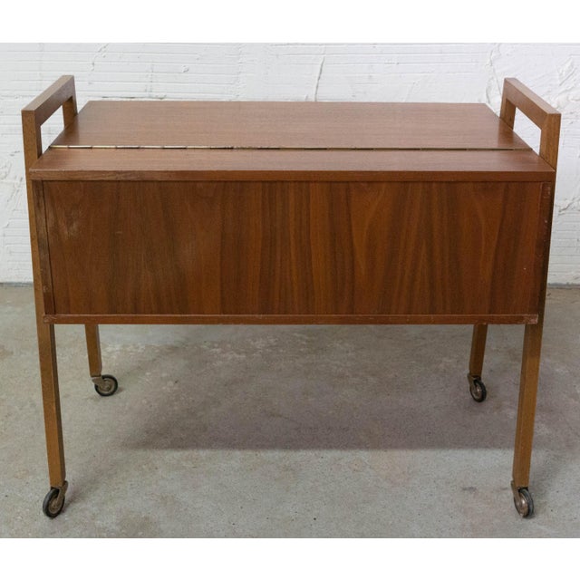 Mid-Century Scandinavian Teakwood Wheeled Side Table, 1960s For Sale - Image 6 of 14