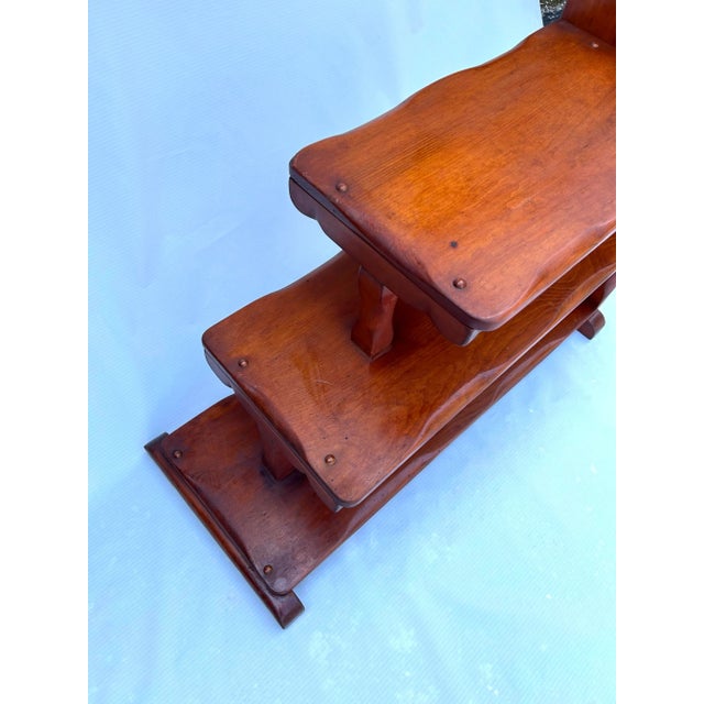 Wood 1930s Adirondack Maple 3-Shelf Vintage End Table Reddish Patina. For Sale - Image 7 of 10