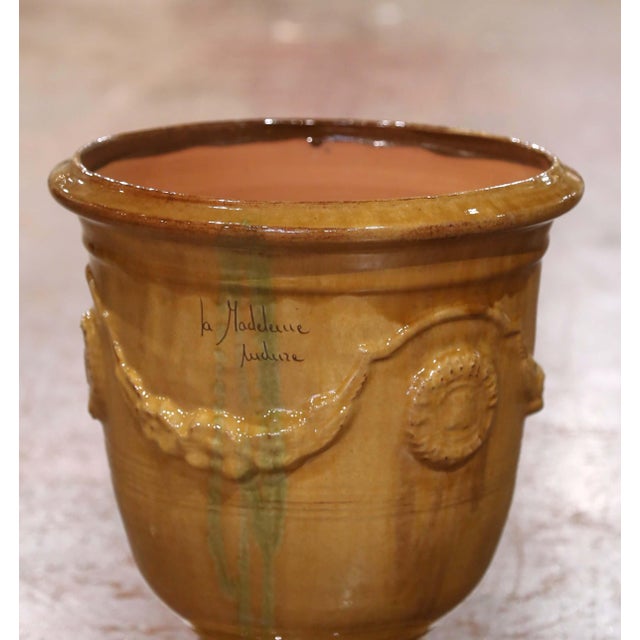 Pair of French Handmade Glazed Terracotta Planters by La Madeleine in Anduze For Sale - Image 4 of 10