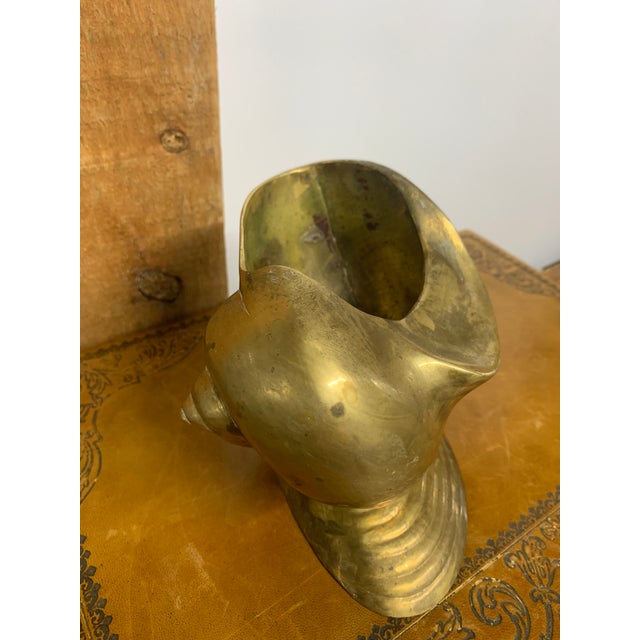 Art Deco Vintage Small Brass Art Deco Styled Nautilus Shell Planter For Sale - Image 3 of 4