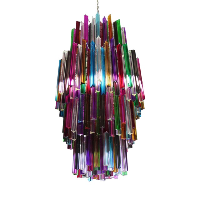 Italian Murano Arlecchino Glass Chandeliers, 1990s, Set of 2 For Sale