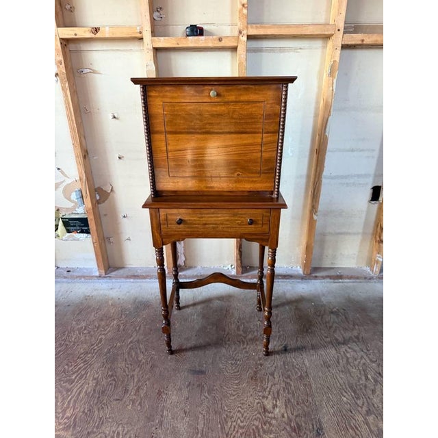 Mid 20th Century American Colonial Revival Style Drop-Front Secretary Desk and Matching Chair For Sale - Image 9 of 18