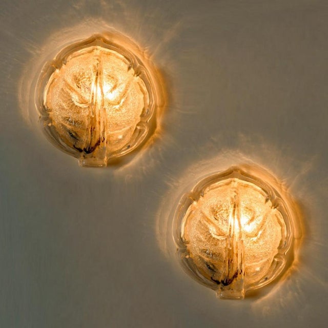 Clear Glass Leaf Wall Sconces,1970, Set of 2 For Sale - Image 8 of 12
