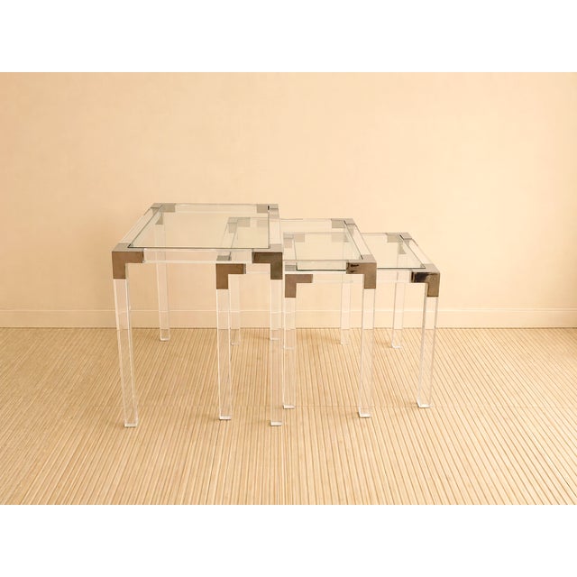 Methacrylate Nesting Tables, 1980s, Set of 3 For Sale - Image 6 of 10