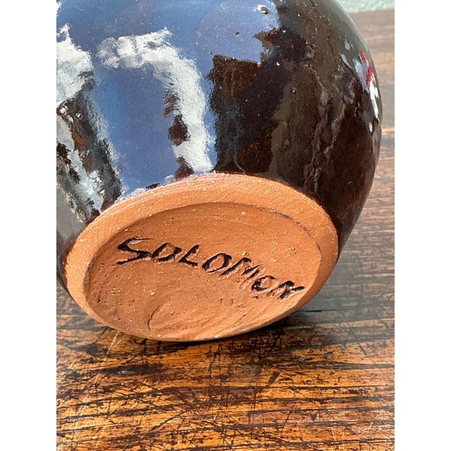 Solomon Signed Brown Ceramic Vase For Sale - Image 10 of 12