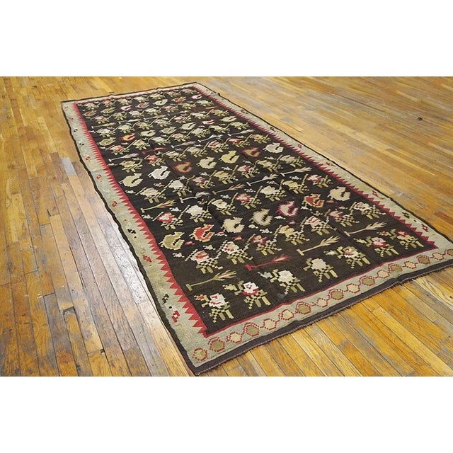 Art Deco Exceptional Black Color With Geometric Design Antique European Besserabian Flat-Weave Dated 1871 For Sale - Image 3 of 7