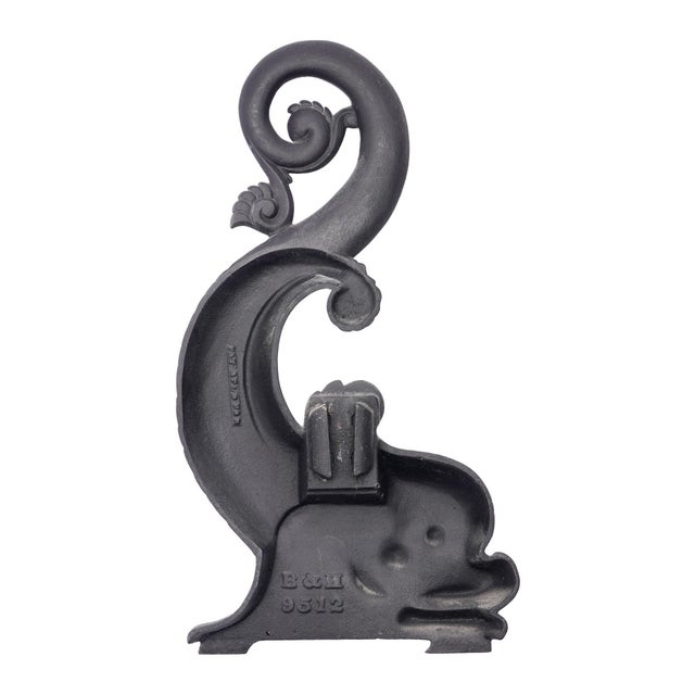 Metal Pair of Bradley & Hubbard Cast Iron Dolphin Form Andirons, C. 1900 For Sale - Image 7 of 10