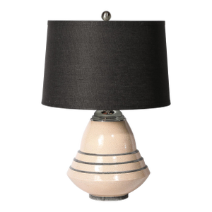 Art Deco Machine Age Craquelure Cream Ceramic Table Lamp Signed Marcel Guillard