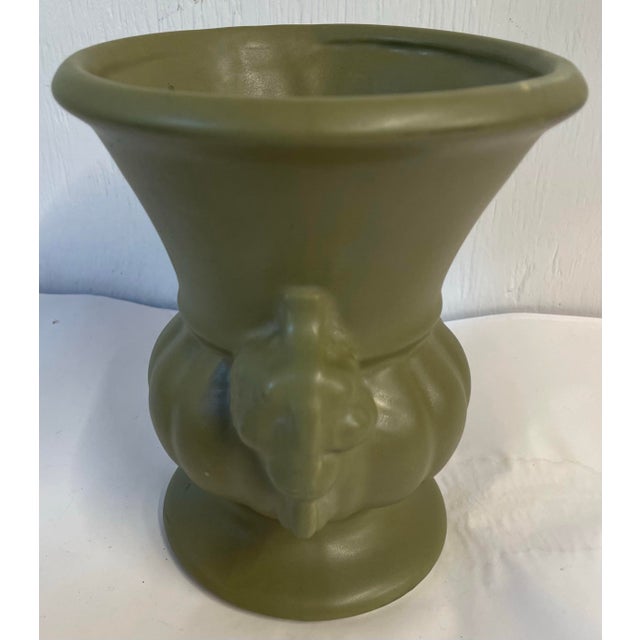 Ceramic Vintage McCoy Floraline Green Neoclassical Design Vase For Sale - Image 7 of 9