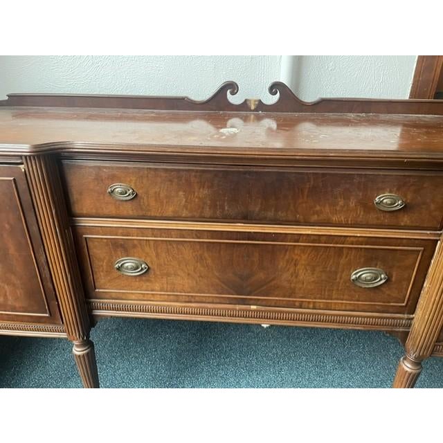 Vintage 1930s Federal Revival Mahogany Buffet Sideboard For Sale In Boston - Image 6 of 17