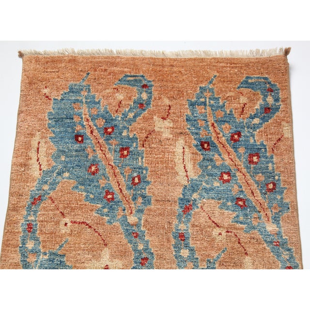 Art Deco Vintage Oushak Runner Rug – Natural Dyes & Elegance Blue Tone Hallway Rug -2' 4'' X 11' 4'' For Sale - Image 3 of 12