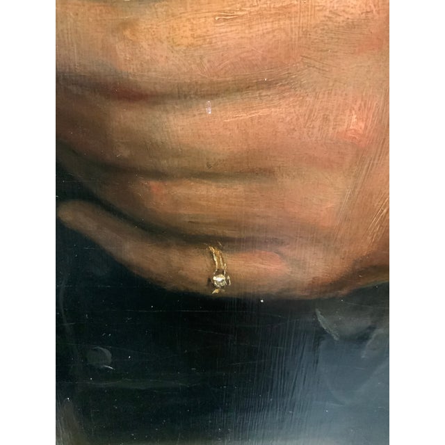 Textile Antique 19th Century Oil Portrait of a Gentleman in Heavy Gilt Frame – Victorian Marouflage Painting For Sale - Image 7 of 12