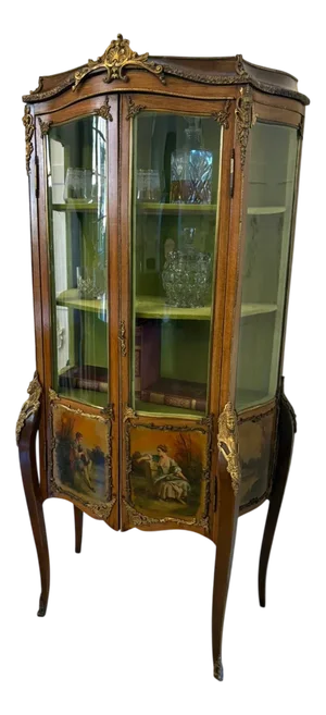 French Victorian Vernis Martin Display Cabinet, 1870s