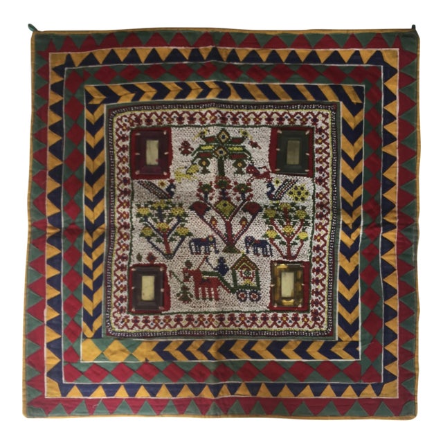 Vintage Beaded Indian Tribal Wall Hanging For Sale