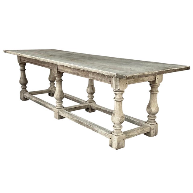 English Jacobean Style Bleached Oak Dining Table, Late 19th Century For Sale - Image 11 of 11