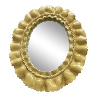Yellow Ceramic Ruffle Mirror For Sale