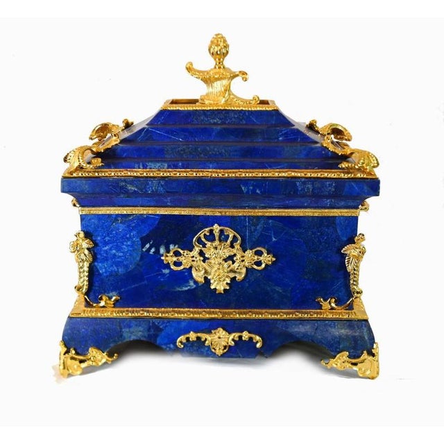 French Louis XVI Lapis Lazuli Casket in Gilt For Sale - Image 4 of 4