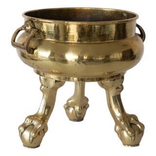 Brass Log Bin with Claw Feet, 19th Century For Sale