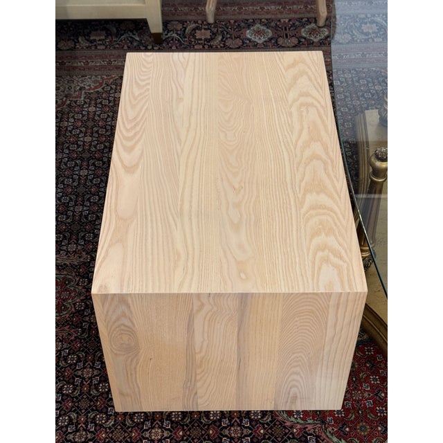 Organic Modern Bleached Oak Wood Side Table For Sale - Image 4 of 12