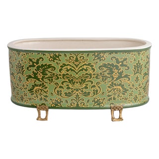 Williamsburg for Port 68 Richmond Damask Green Oval Planter For Sale