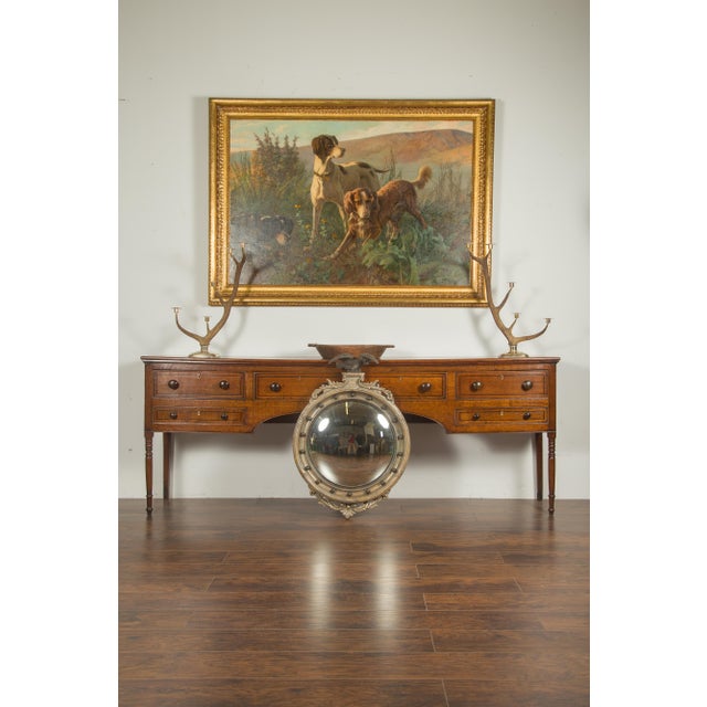English 1900s Silver Leaf Convex Girandole Bullseye Mirror with Eagle Motif For Sale In Atlanta - Image 6 of 12