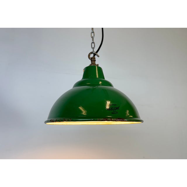 Industrial Green Enamel Factory Pendant Lamp from Maxlume, 1960s For Sale - Image 10 of 18