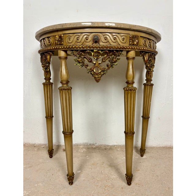 Italian Neoclassical Polychromed Console Table with Marble Top, 1940 For Sale - Image 17 of 18