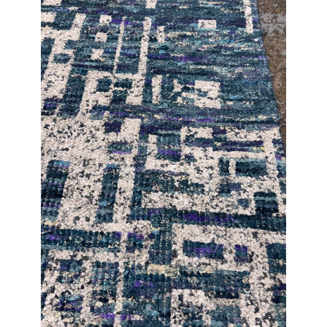 6ft 2in × 9ft Crate & Barrel Celosia Indigo Blue Hand Knotted Rug For Sale - Image 9 of 12