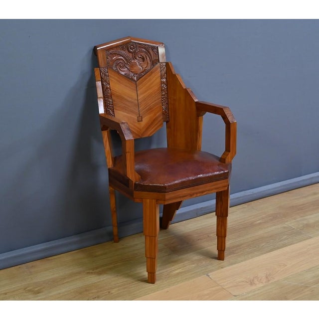 Brown Vintage Art Deco Armchairs, 1910, Set of 6 For Sale - Image 8 of 18