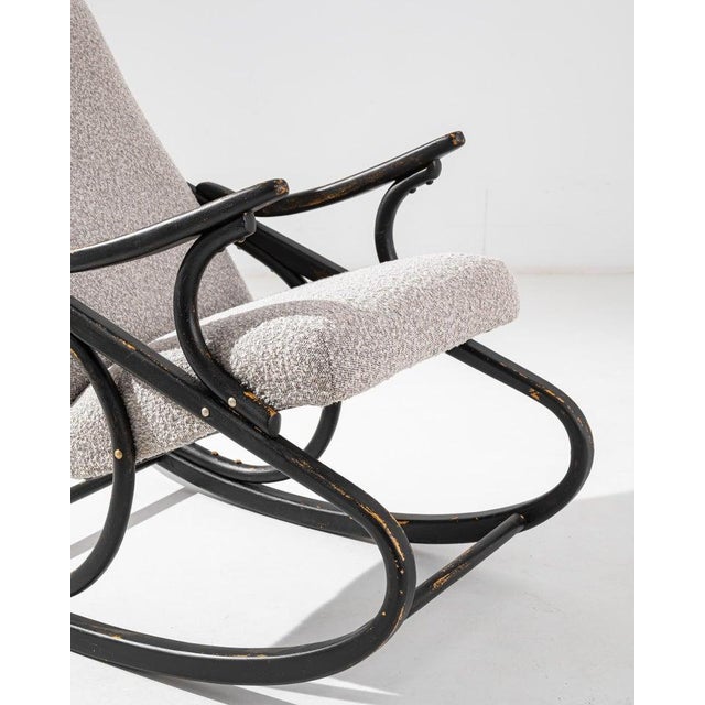 Mid-Century Modern 1960s Upholstered Bentwood Rocking Chair by TON For Sale - Image 3 of 13